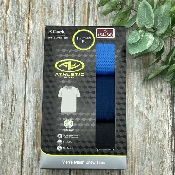 Men's Polymesh Breathable Stretch Crewneck Shirt Sleeve T-Shirt, 3-Pack Size S - Picture 1 of 9